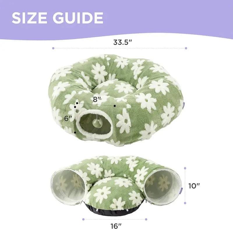 Tunnel Cat Bed - 2-in-1 Zip-Together Play & Nap Solution, Versatile Multi-Pet Furniture