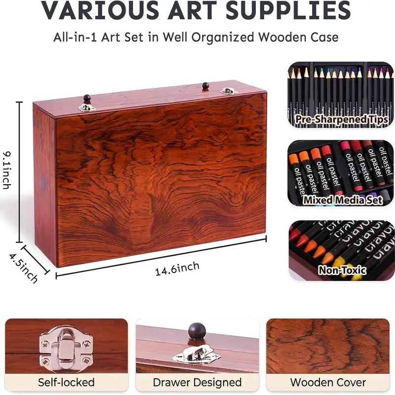 175-Piece Deluxe Art Set – Includes acrylic paints, crayons, colored pencils, and a variety of drawing tools.