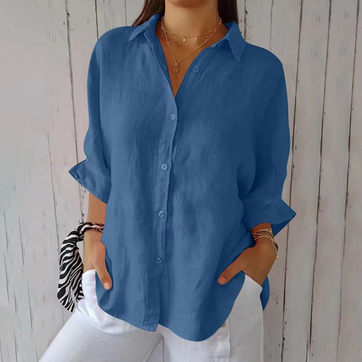 Women’s Relaxed Back-Tie Button-Up Shirt