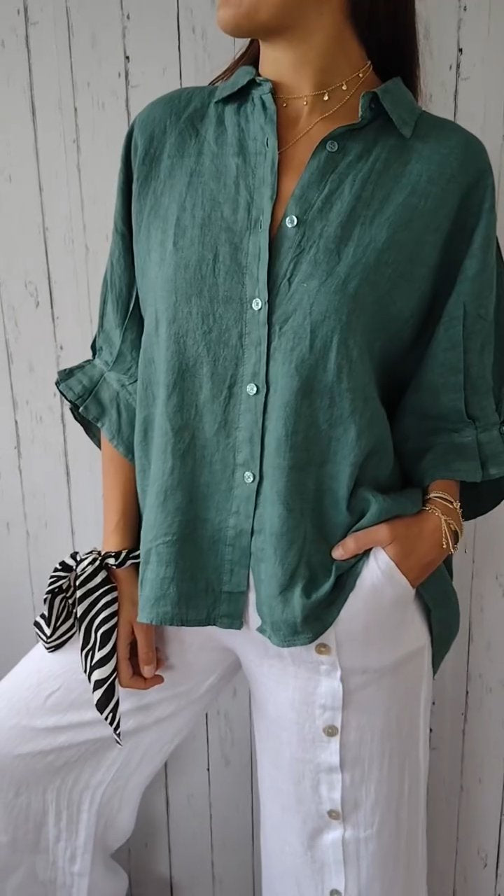 Women’s Relaxed Back-Tie Button-Up Shirt