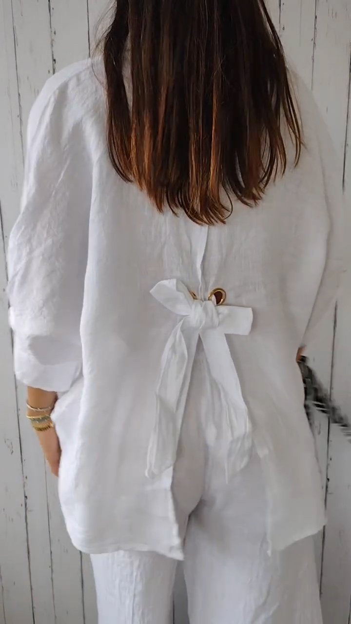 Women’s Relaxed Back-Tie Button-Up Shirt